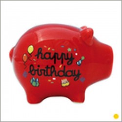 Tirelire cochon rouge happy...