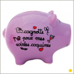Tirelire cochon violet...