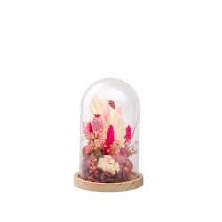 CLOCHE fleurs Sechees Rose...