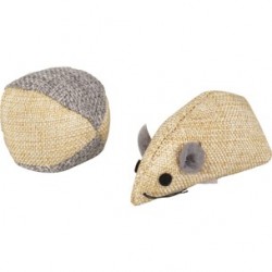 Souris et balle beige 7.8cm