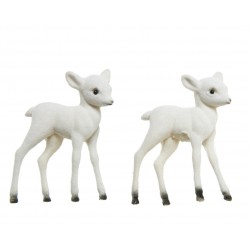 Faon plast floque 7.5cm blanc